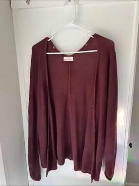 Open-Front Cardigan in Wine